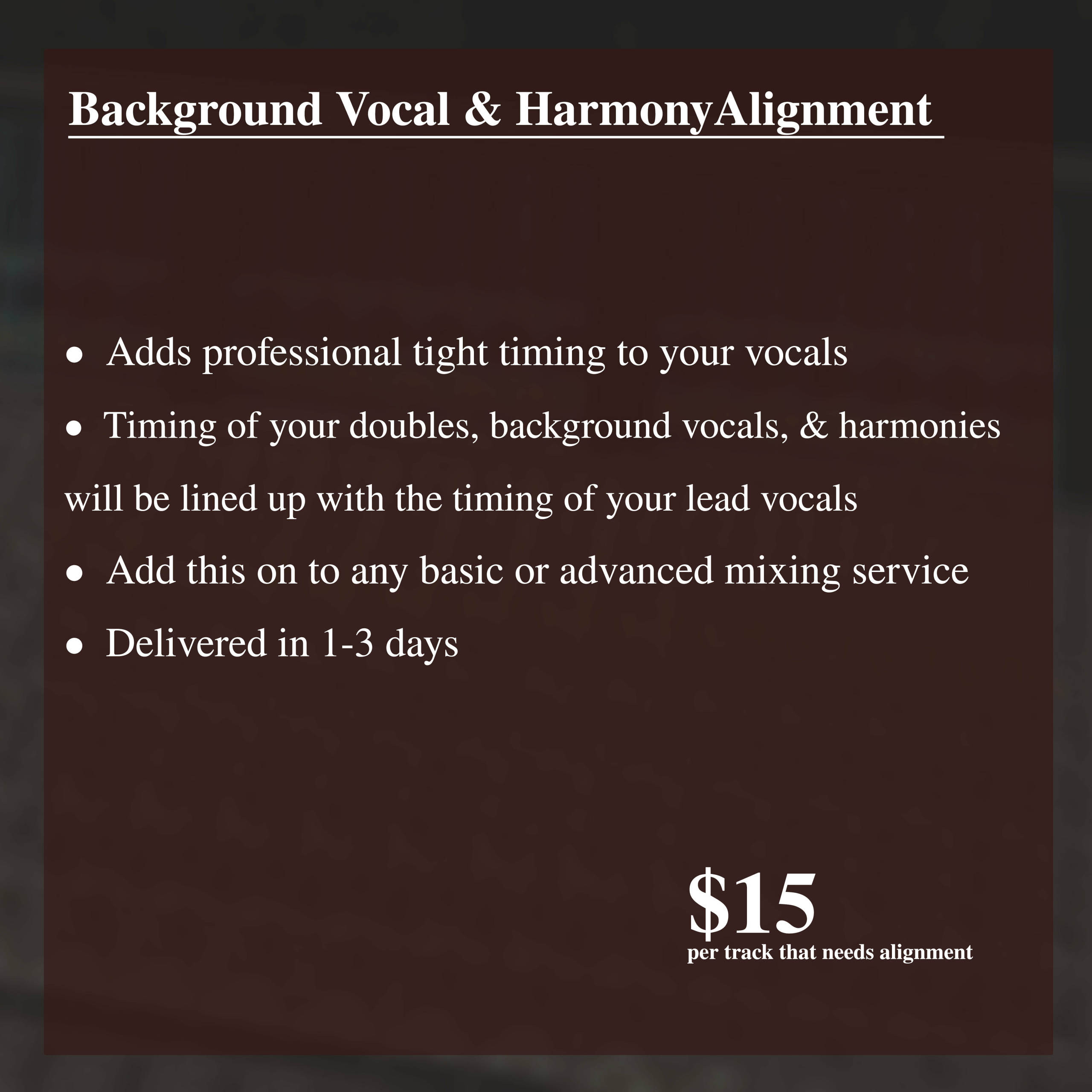 Skal hastighed Dovenskab Background Vocal & Harmony Timing Alignment